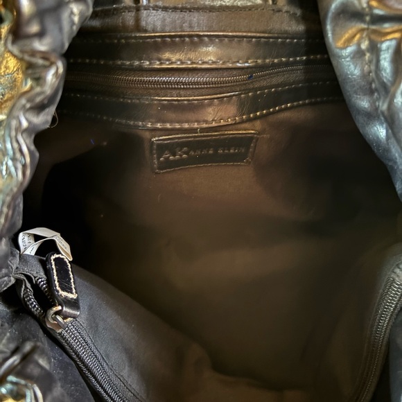 AK Anne Klein Women’s Black Distressed Leather Shoulder Bag - Picture 9 of 9